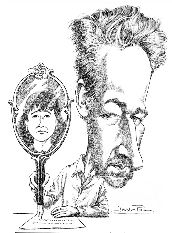 caricature d'Éric Reinhardt par Jean-Pol d. Franqueuil