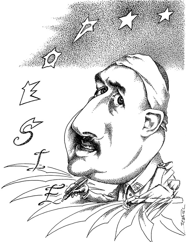 caricature de Guillaume Apollinaire par Jean-Pol d. Franqueuil