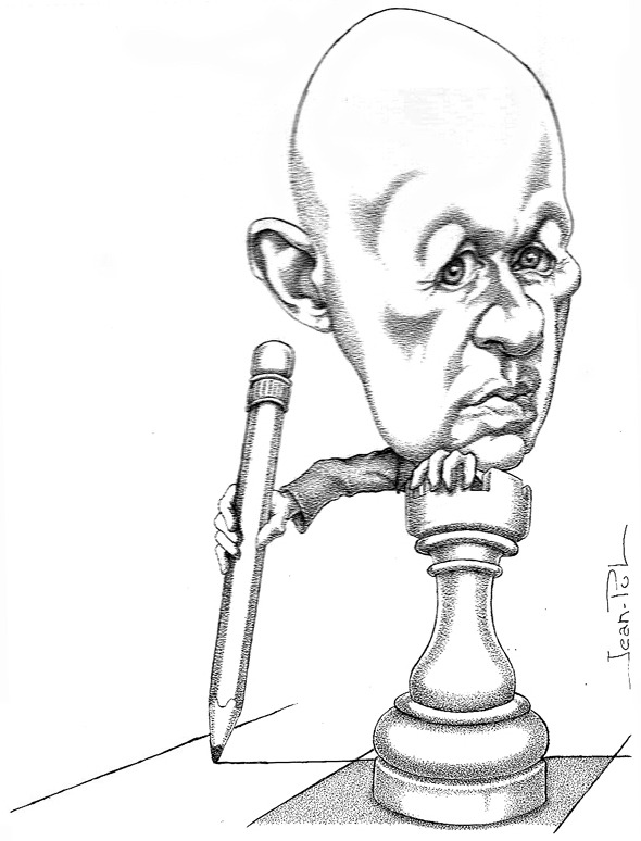 caricature de Jean-Philippe Toussaint par Jean-Pol d. Franqueuil