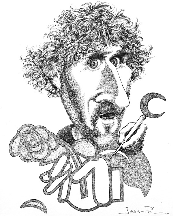 caricature d'Aurélien Bellanger par Jean-Pol d. Franqueuil