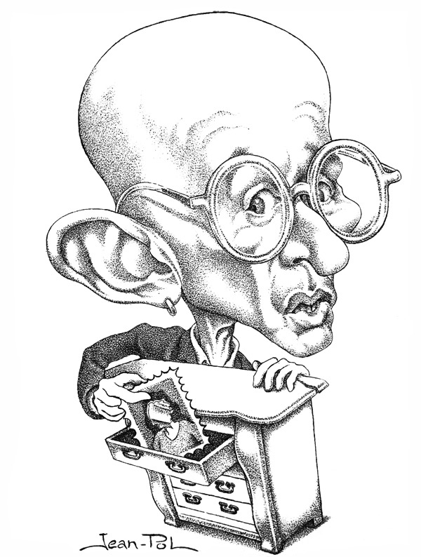 caricature de Laurent Mauvignier par Jean-Pol d. Franqueuil