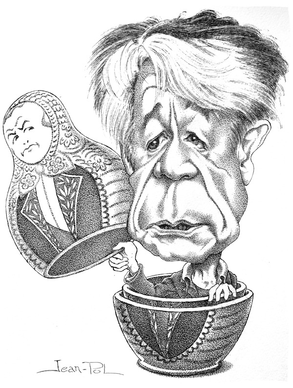 caricature de Emmanuel Carrère par Jean-Pol d. Franqueuil